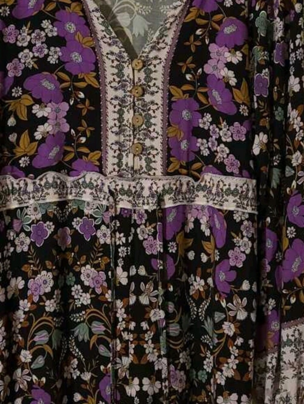 Purple Floral Boho V-Neck Peasant Romper - Picture 14 of 16